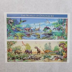 1996 USPS The World of Dinosaurs Commemorative Stamp Sheet 32c T-Rex